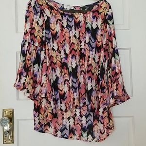 Multi colored patterned tunic style blouse